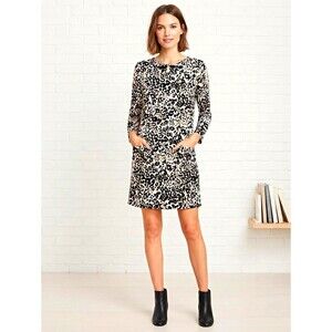 J.CREW Ivory And Black Leopard Print Shift Dress With Pockets